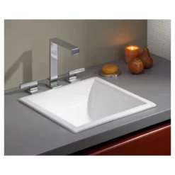 Square Drop-In Or Undermount Basin Sink - White