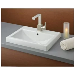 Camilla Semi-Recessed Basin Sink With Single Faucet Drilling - White