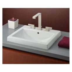 Camilla Semi-Recessed Basin Sink With 8 Inch Faucet Drillings - White