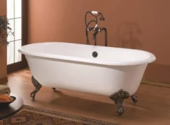 Regal Double Ended Cast Iron Clawfoot Tub - Continuous Roll Rim - No Faucet Drillings