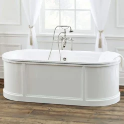 Buckingham 70 Inch Cast Iron Double Ended Bathtub - No Faucet Drillings - White