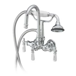 Clawfoot Tub Wall Mount Gooseneck Tub Faucet With Handshower - Chrome