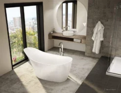 Aria Molto 64 Inch Acrylic Slipper Freestanding Bathtub - No Faucet Drillings - White