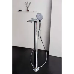 Bollicine Floor Mounted Tub Filler With Handshower - Chrome
