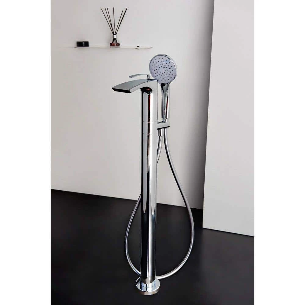 Bollicine Floor Mounted Tub Filler With Handshower - Chrome 3 Bollicine Floor Mounted Tub Filler With Handshower - Chrome