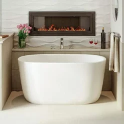 Lullaby Nano 51 Inch Small Freestanding Solid Surface Bathtub - White