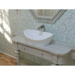 Luna Cast Stone Oval Vessel Bathroom Sink - Gloss White
