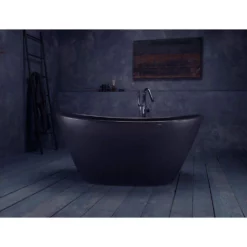 Purescape 61 Inch Aquatex Freestanding Double Ended Tub - Graphite Black