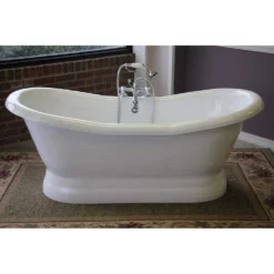 Empress Acrylic Double Slipper Pedestal Tub - Rim Faucet Drillings
