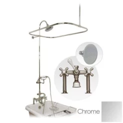 Savanna 60 Inch Acrylic Clawfoot Tub & Shower Package - White / Chrome Feet & Fixtures -VINTAGE TUB Store RM730C