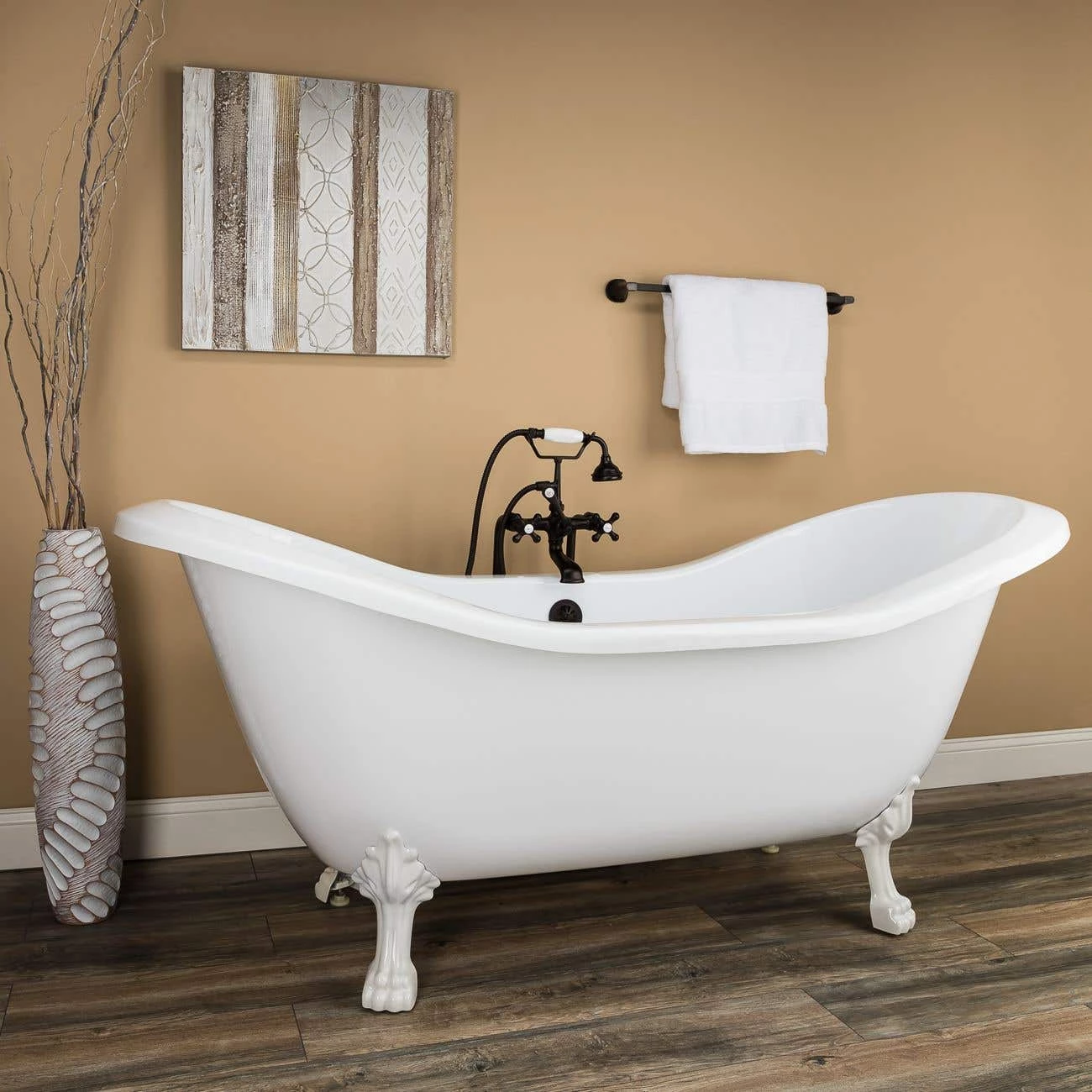 Serenity 72 Inch Acrylic Double Slipper Clawfoot Tub - No Faucet Drillings - Lion Paw Feet 3 Serenity 72 Inch Acrylic Double Slipper Clawfoot Tub - No Faucet Drillings - Lion Paw Feet