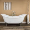 Serenity 72 Inch Acrylic Double Slipper Clawfoot Tub - Rim Faucet Drillings - Imperial Ball & Claw Feet -VINTAGE TUB Store RMA72DS7DI