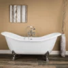 Serenity 72 Inch Acrylic Double Slipper Clawfoot Tub - Rim Drillings - Lion Paw Feet -VINTAGE TUB Store RMA72DS7LP