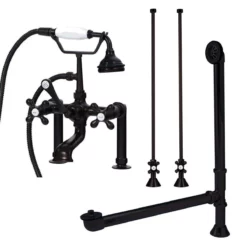 Clawfoot Tub Rim Mount Faucet Set With Lift And Turn Drain -VINTAGE TUB Store RMFAUCETSET2 S