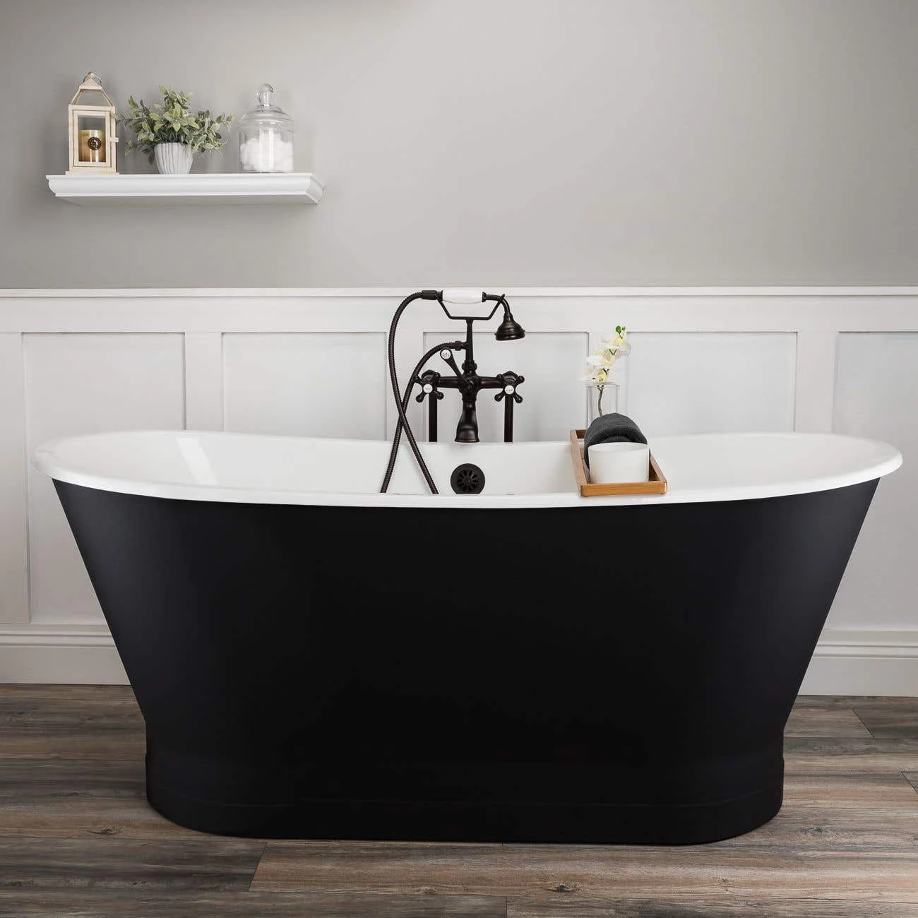 Devon 67 Inch Cast Iron Double Ended Skirted Tub - No Faucet Drillings - Satin Ebony 3 Devon 67 Inch Cast Iron Double Ended Skirted Tub - No Faucet Drillings - Satin Ebony