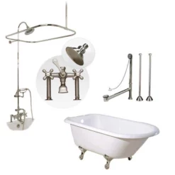 Heritage 54 Inch Cast Iron Clawfoot Tub And Shower Package - White / Chrome Feet & Fixtures