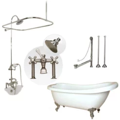 Bristol 67 Inch Acrylic Slipper Clawfoot Tub & Shower Package - Chrome Feet With Chrome Fixtures 8 Bristol 67 Inch Acrylic Slipper Clawfoot Tub & Shower Package - Chrome Feet With Chrome Fixtures -VINTAGE TUB Store SAVINGSPACKAGE67C SH