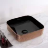 Isabella Plus Square Above Mount Basin - Black / Rose Gold Embossed Exterior -VINTAGE TUB Store WH71303 F24
