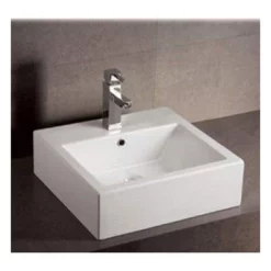 Isabella Collection Square Wall Mount Sink With Overflow - Single Faucet Drilling - White