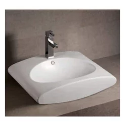 Isabella Collection Rectangular Vessel Sink With Integrated Oval Bowl - White