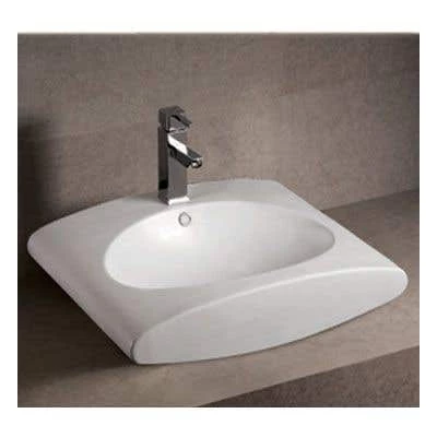 Isabella Collection Rectangular Vessel Sink With Integrated Oval Bowl - White 3 Isabella Collection Rectangular Vessel Sink With Integrated Oval Bowl - White