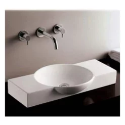 Isabella Collection Rectangular Vessel Sink With Integrated Round Bowl - White