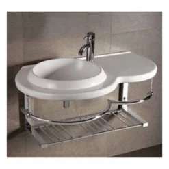 Isabella Collection Large Wall Mount Basin With Integrated Round Bowl - White