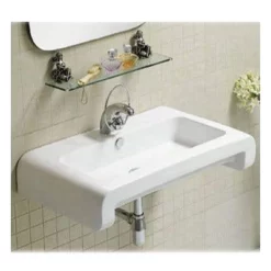 Isabella Collection Rectangular Wall Mount Basin With Overflow - Single Faucet Hole - White