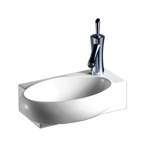 Isabella Rectangular Wall Mount Basin With Integrated Oval Bowl - White -VINTAGE TUB Store WHKN1136