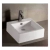 Isabella Collection Square Above Mount Basin With Overflow And Single Faucet Hole - White 1 Isabella Collection Square Above Mount Basin With Overflow And Single Faucet Hole - White -VINTAGE TUB Store WHKN4051 W