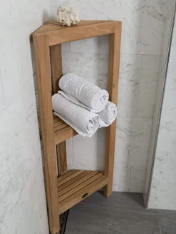 Fiji 36 Inch Teak Corner Shelf 3 Tiers