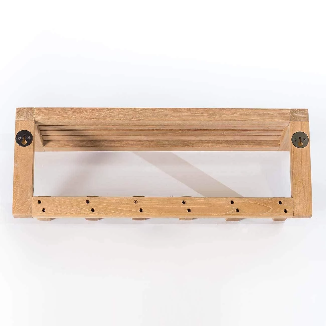 Teak Wall Shelf With 6 Hooks 4 Teak Wall Shelf With 6 Hooks - Image 2