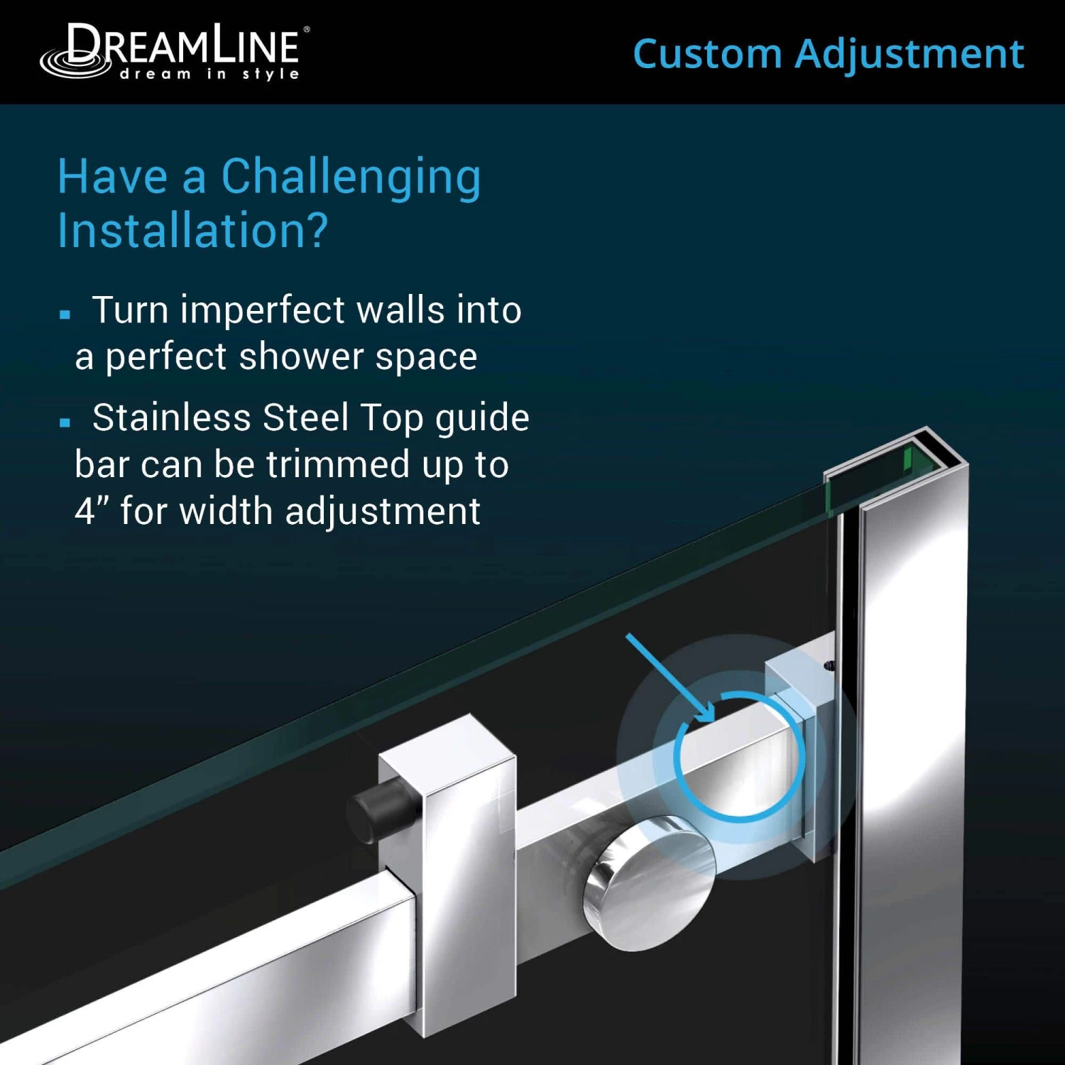 DreamLine Enigma Air 56-60 In. W X 62 In. H Frameless Sliding Tub Door 14 DreamLine Enigma Air 56-60 In. W X 62 In. H Frameless Sliding Tub Door - Image 12