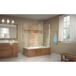 DreamLine Aqua Swing 56-60 In. W X 30 In. D X 58 In. H Frameless Tub Door With Return Panel - Chrome -VINTAGE TUB Store aqua swing tub door rs5 30rp 01 wb z9scdi0f1fzh207h