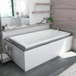 Ascot III 72 Inch Acrylic Drop-in Universal Drain Bathtub - White