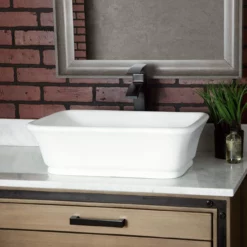 Portola Resin Rectangular Vessel Bathroom Sink - Matte White -VINTAGE TUB Store bb3sink mw life 1