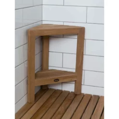 Fiji 15 Inch Teak Corner Footrest With Shelf