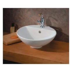 York Overcounter Vessel Bathroom Sink - Single Hole Faucet Drilling - White