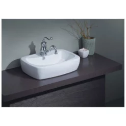 Thema Overcounter Bathroom Sink - Single Faucet Drilling - White