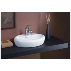 Milano Overcounter Bathroom Sink - Single Faucet Drilling - White