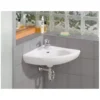 Small Wall Mount Corner Bathroom Sink - Single Faucet Drilling - White -VINTAGE TUB Store c1350s
