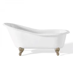 Cast Iron Slipper Clawfoot Tub - Continuous Rolled Rim - No Faucet Drillings -VINTAGE TUB Store c2144bn 2
