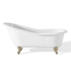 Cast Iron Slipper Clawfoot Tub - Continuous Rolled Rim - No Faucet Drillings -VINTAGE TUB Store c2144pn 2