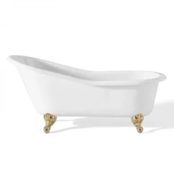 Cast Iron Slipper Clawfoot Tub - Continuous Rolled Rim - No Faucet Drillings -VINTAGE TUB Store c2144s 2