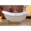 Regency Cast Iron Double Slipper Clawfoot Tub - Rim Faucet Drillings - Smooth Feet -VINTAGE TUB Store c2148 rim s