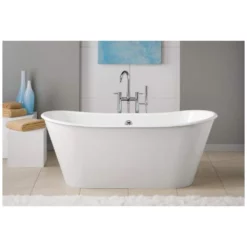 Iris 68 Inch Cast Iron Double Ended Skirted Bathtub - No Faucet Drillings - White