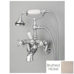 Bathroom Wall Mount Adjustable Hand Shower Tub Faucet With Metal Cross Handles