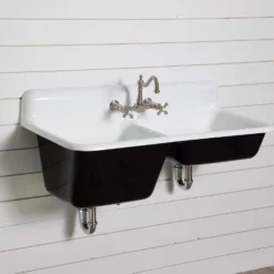 47 Inch Cast Iron High Back Double Bowl Farmhouse Kitchen Sink