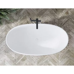 Corelia Solid Surface 66 Inch Freestanding Double Ended Tub - Black / White Interior -VINTAGE TUB Store corelia black wht 05