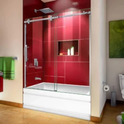 DreamLine Enigma Sky 56-60 In. W X 62 In. H Frameless Sliding Tub Door - Polished Stainless Steel -VINTAGE TUB Store enigma sky tub door rs121 30d 29ip 07 wg84wwu16op7vued